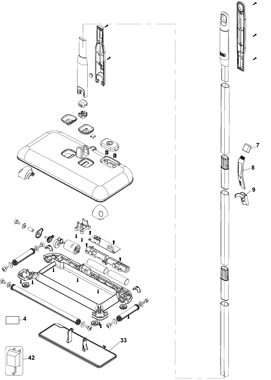 Default Diagram and Parts List for HFS115J10 Type 1 Black and Decker Hand Vacuum